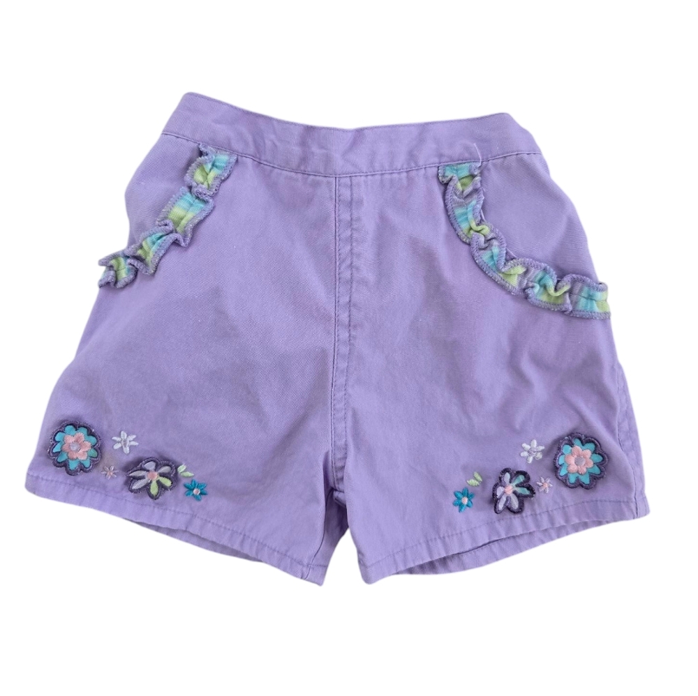Vintage Y2K Purple Applique Flower Shorts